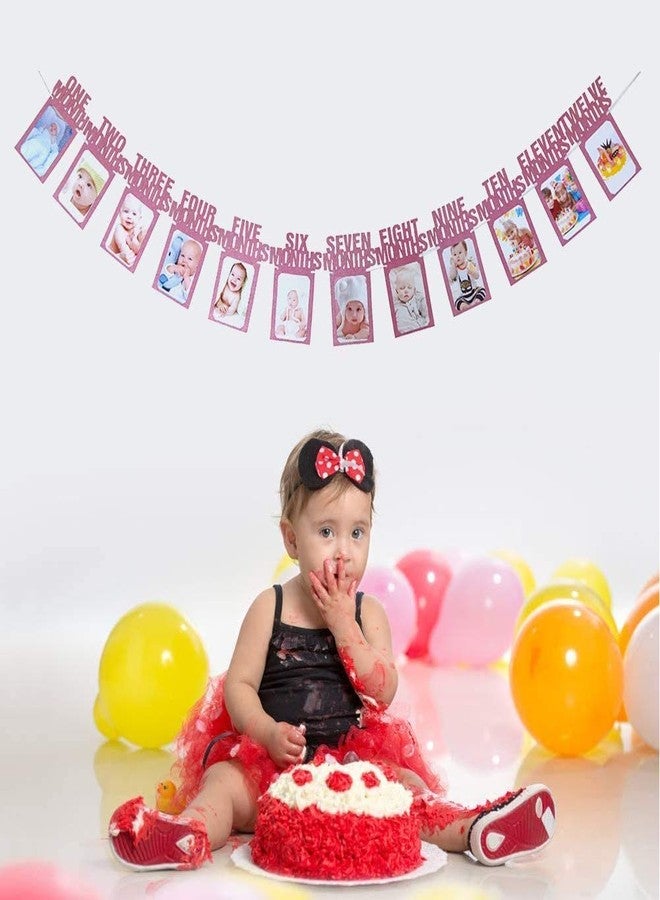 Infispace® 1-12 Monthly Milestone Photo Banner for 1st Birthday Decor (Girl- Letters) - Image 4